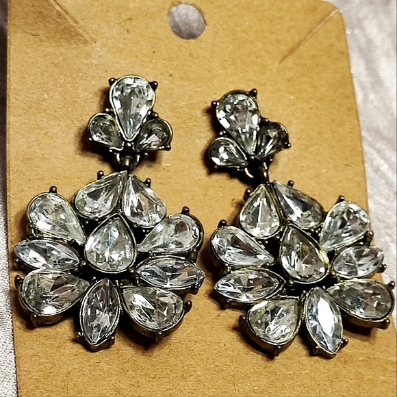 SugarFix Bauble Bar Statement Earrings Pierced Clear Teardrop Navettes Sugar Fix - Picture 4 of 9